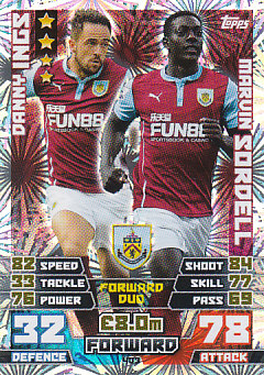 Ings Sordell Burnley 2014/15 Topps Match Attax Duo #403